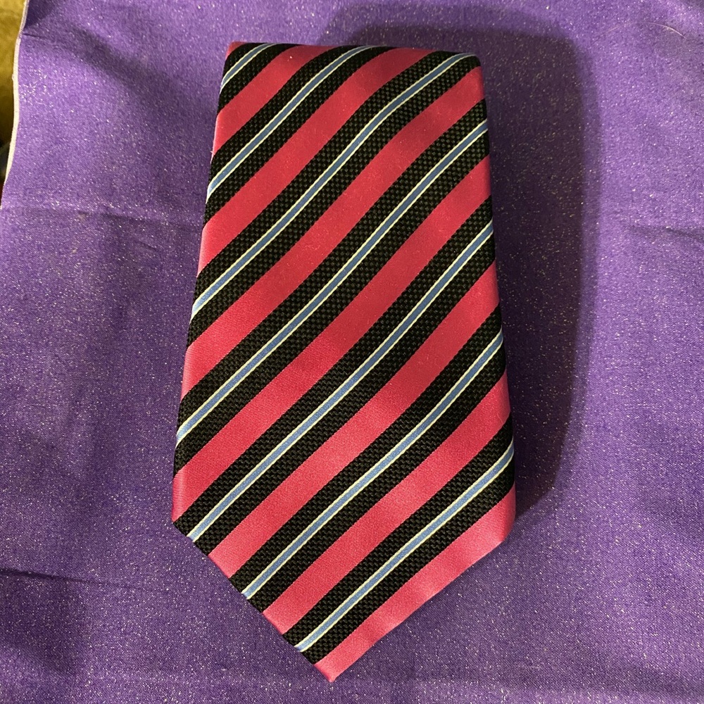 Resilio Silk Neck‎ Tie Pink Black Blue Stripe